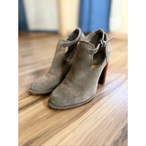 Frye Womens Gray Suede Stacked Block Heel Margaret Shootie Mary Jane Boots Size - Picture 8 of 13